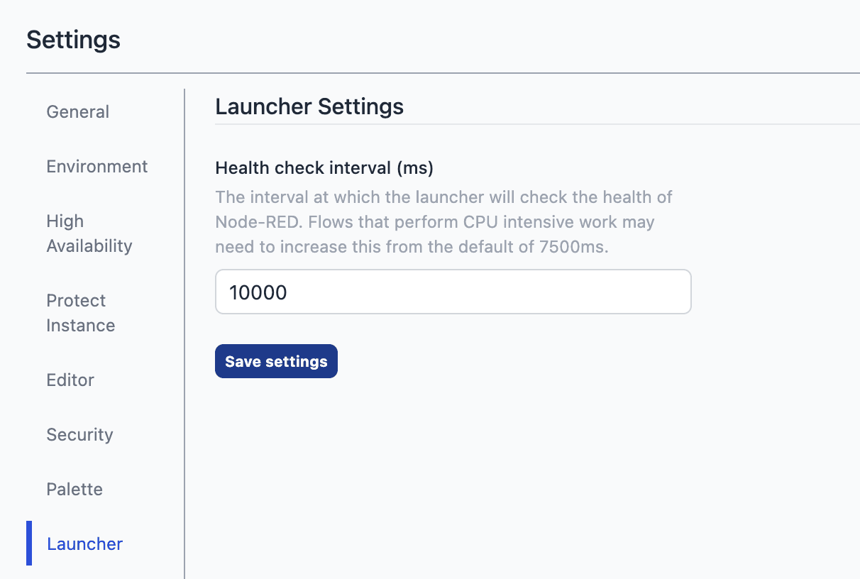 Health check interval in Instance settings